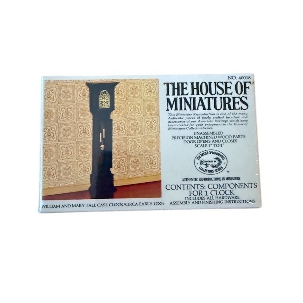 House of Miniatures William & Mary Tall Case Clock‎ 1:12 Dollhouse Kit